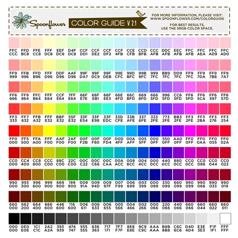 Color Guide Swatch 171 Colors And Hex Codes Spoonflower