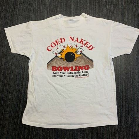 Coed Naked Bowling T Shirt Men Xl Adult White Funny Sex Joke Vintage