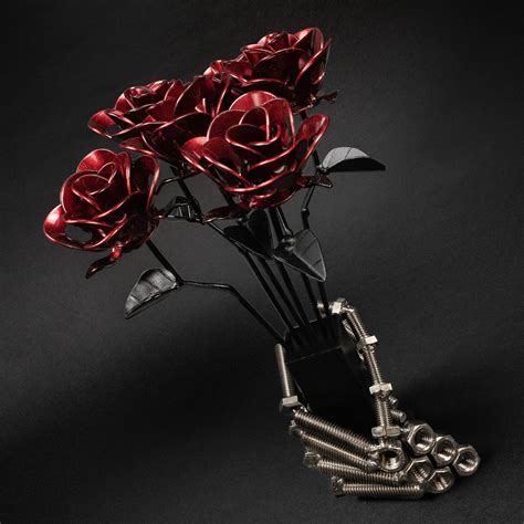 Creepy Skeleton Hand Vase With Metal Roses Perfect For Dark Décor Scu Metalrelic