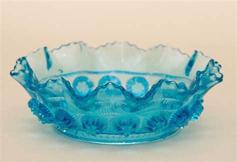 Small Vintage Turquoise Blue Bobble Glass Dish Love Vintage