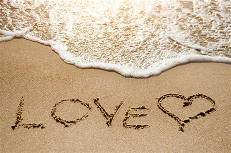 Love Heart Sand Beach Near Sea Conceptual Image Wave 80501881