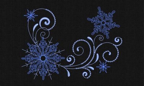 Machine Embroidery Design Swirl Snowflakes 5x7 In Instant Download