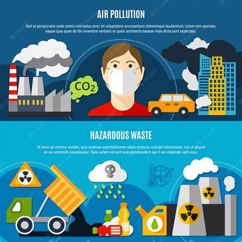 Free Vector Pollution Problem Banners Set