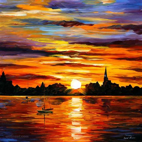 50 Beautiful Sunrise Sunset And Moon Paintings For Your