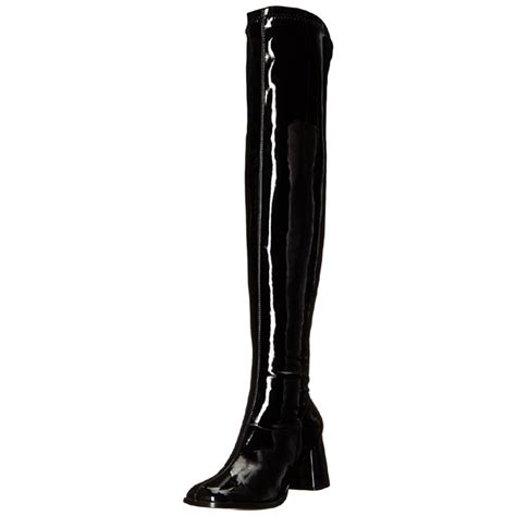 negro charol 8 cm gogo 3000 largas botas altas para hombres