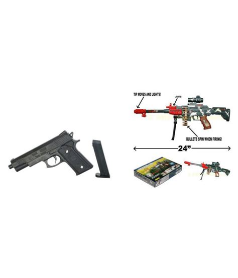 Combo Of Air Gun And Musical Army Style Toy Machine 71 Cm Long Gun For