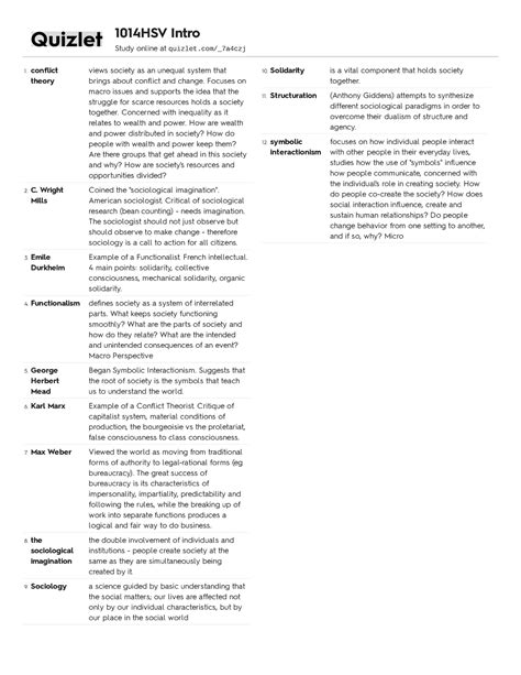 Quizlet 1014HSV Intro - 1 theory views society as an unequal system