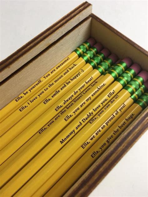 12 Personalized Etched Pencils Either Name Only Or Name With Etsy