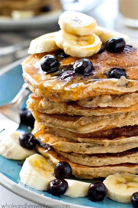 Blueberry Banana Oatmeal Sour Cream Pancakes Whole And Heavenly Oven