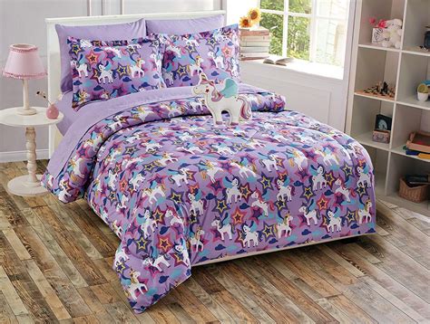 Bold colors on blue background. Fancy Linen 8pc Full Size Girls Comforter Set Castle ...