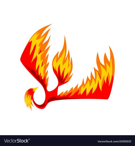 Flaming Phoenix Bird Mythical Firebird Royalty Free Vector