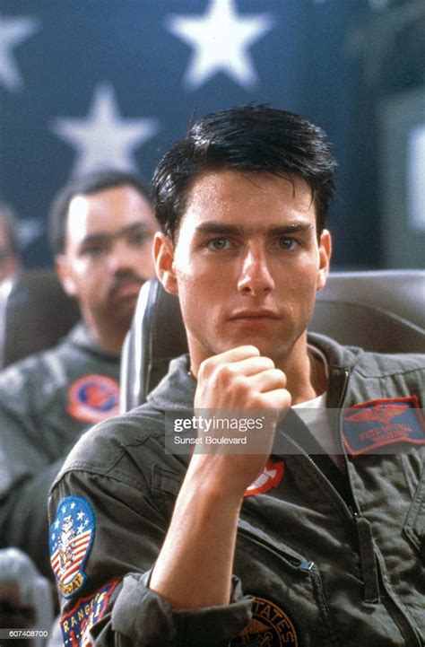 American Actor Tom Cruise On The Set Of Top Gun Directed By Tony