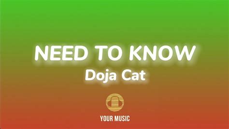 Doja Cat Need To Know Lyrics Youtube
