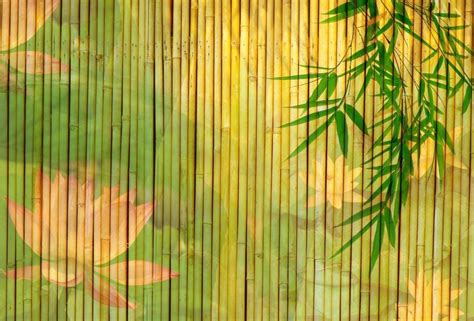 An Abstract Bamboo Background With Flowers And Leaves