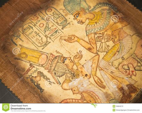 Pintura Egipcia En El Papiro Imagen De Archivo Imagen De Color Reina