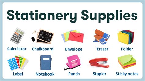 Stationery Supplies Learn English Vocabulary Pronunciation