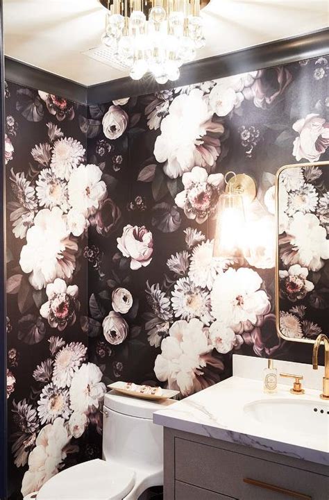 Dark Floral Wallpaper Bathroom This Dark Floral Wallpaper Provides An