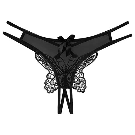tosmy womens underwear women embroidered hollow butterfly low waist underpants open cut pearl