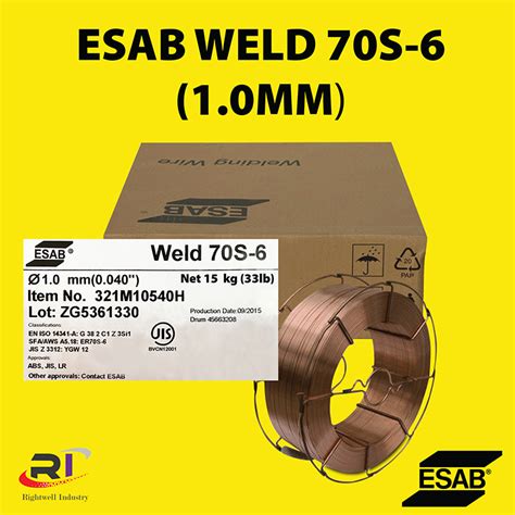 ESAB Weld 70S 6 Carbon Steel 1 0mm MIG Welding Wire 15kg