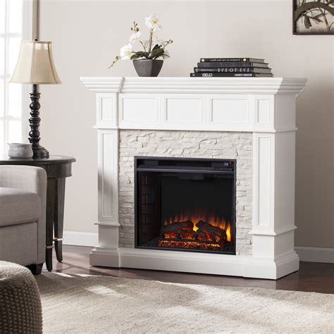4550 Merrimack Corner Convertible Electric Fireplace White Faux