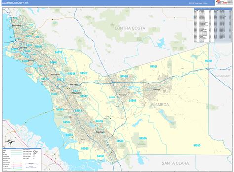 Alameda County Ca Zip Code Wall Map Basic Style By Marketmaps