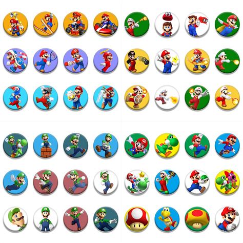 Style Super Mario Game Cartoon Badge Luigi Yoshi Anime Icons Pins