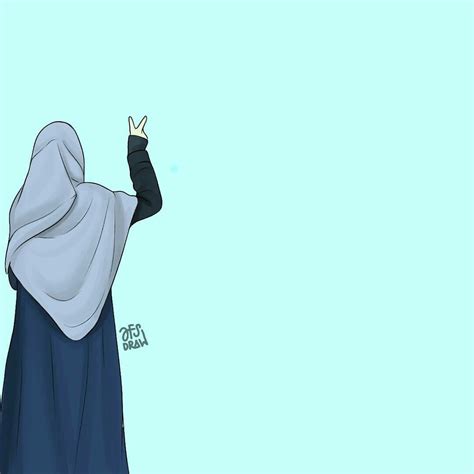 23 Gambar Kartun Orang Hijab Dari Belakang