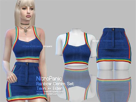 Rainbow Denim Set Sims 4 Clothing Clothes Sims 4 Mac