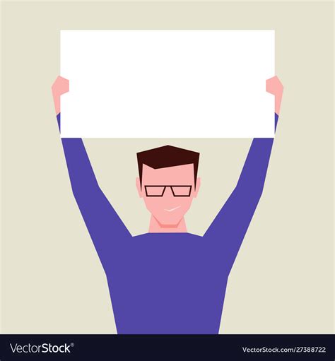 Man Holding A White Banner Over Himself Royalty Free Vector
