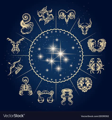 Horoscope Circle With Zodiac Signs Royalty Free Vector Image