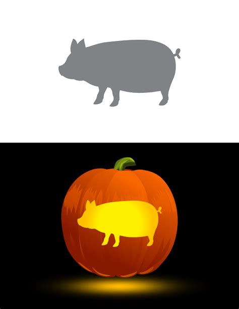Printable Pig Side View Pumpkin Stencil