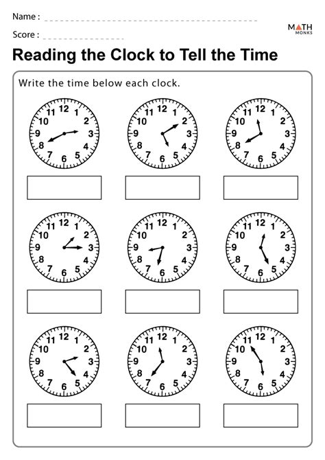 Telling Time Worksheets With Answer Key