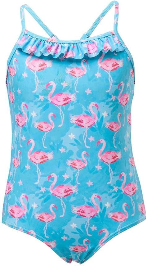 Snapper Rock Girls Blue Flamingo Crossback Swimsuit G13101