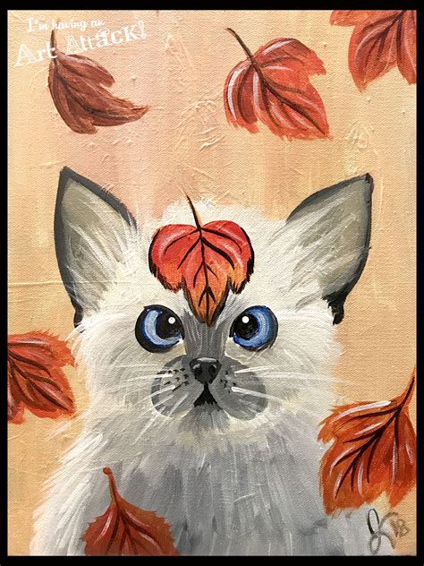 Fall Cat Fall Canvas Painting Cat Painting Canvas Art Painting