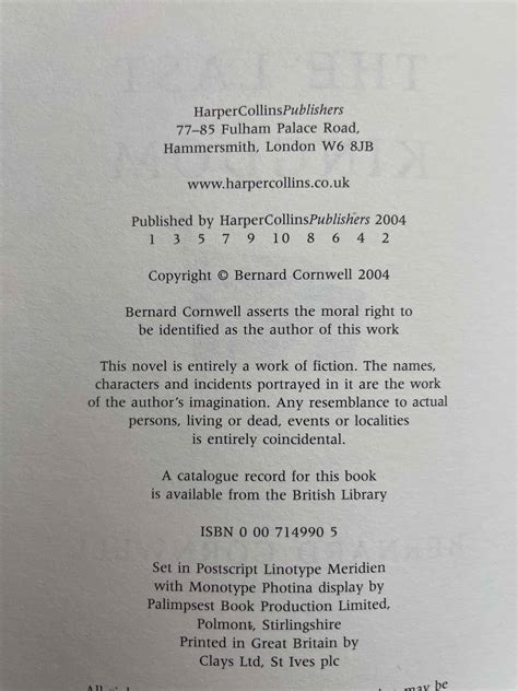 Bernard Cornwell The Last Kingdom Signed First Uk Edition 2004