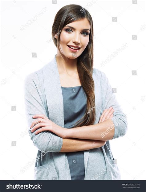 Portrait Smiling Business Woman Crossed Arms Stock Photo 125335370
