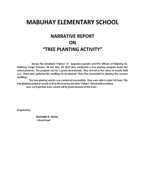 Narrative Report Tree Planting Pdf