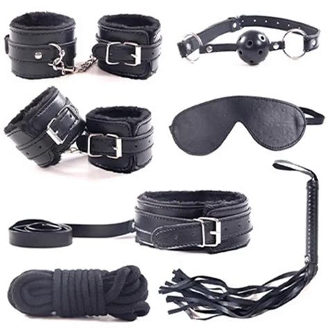 Buy 7pcs Bondage Set Sex Products For Man And Women Plush Handcuffs Pair 5m