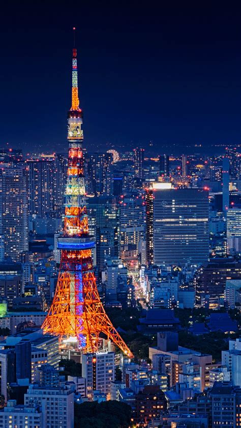 tokyo tower japan night cityscape 4k ultra hd mobile wallpaper