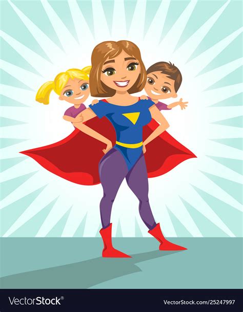 Super Hero Mom Happy Smiling Mother Royalty Free Vector