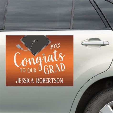 Congrats To Our Grad Class Of 2021 Orange Car Magnet Zazzle Orange