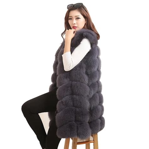luxury real fox fur vest waistcoat autumn winter genuine women fur gilet outerwear coats lady