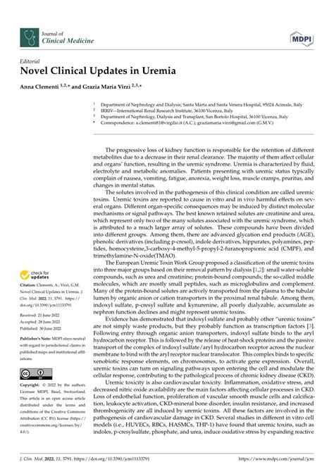 PDF Novel Clinical Updates In Uremia