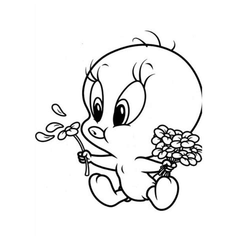 Dibujo De Baby Toons Piolin Con Flores Para Colorear Para