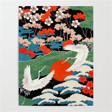 Japanese Red Crowned Cranes Flying Japanese Crane Art Pattern Best