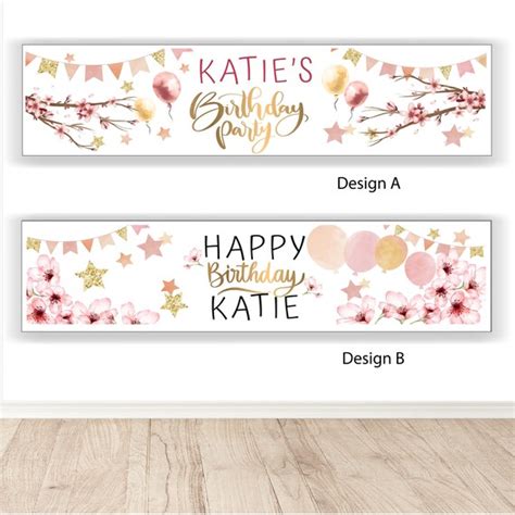 Birthday Banner Customised Party Banner Floral Etsy