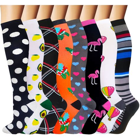 8 Pairs Cool Design Compression Socks For Man And Woman 20 30 Mmhg） Actinput Compression Socks