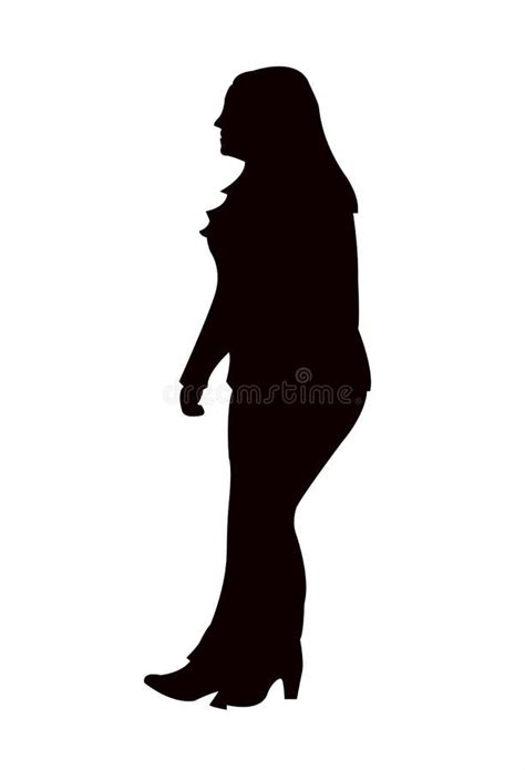 A Woman Standing Body Black Color Silhouette Vector Stock Vector