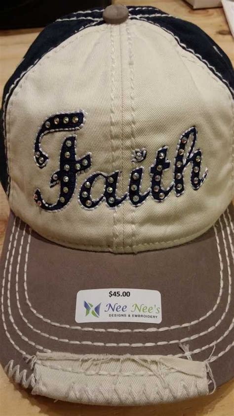 Faith Embroidered Baseball Cap With Bling By Neeneesdesign On Etsy Embroidered Baseball Caps