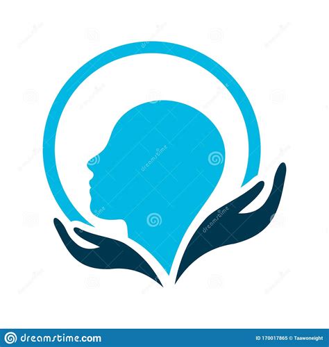 Mental Health Care Logo Vector Design Head Leaf Hand